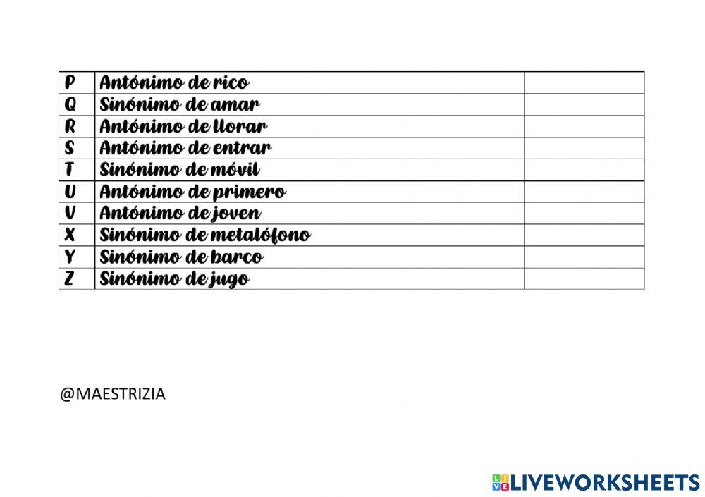 Sinónimos y antónimos
