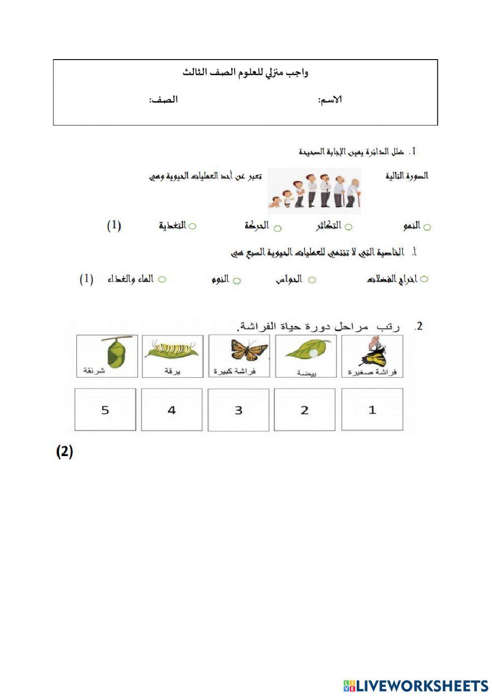 واجب علوم ثالث الجفنين