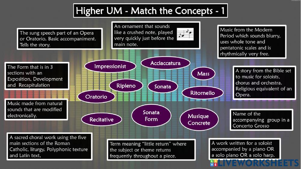 Higher UM - Match the Concepts - 1