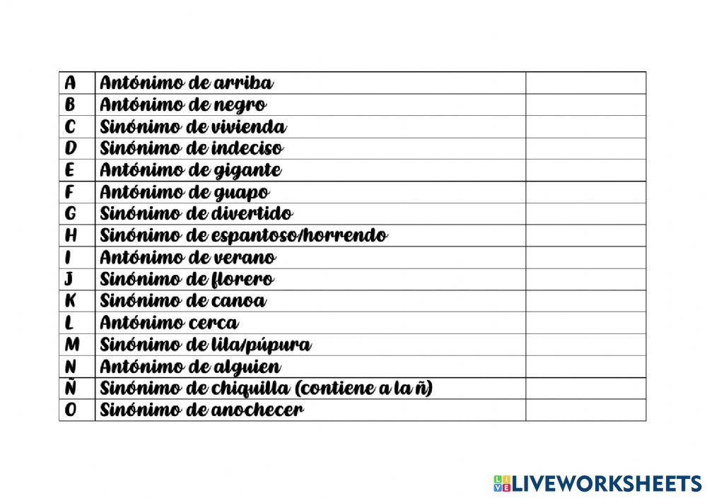 Sinónimos y antónimos b