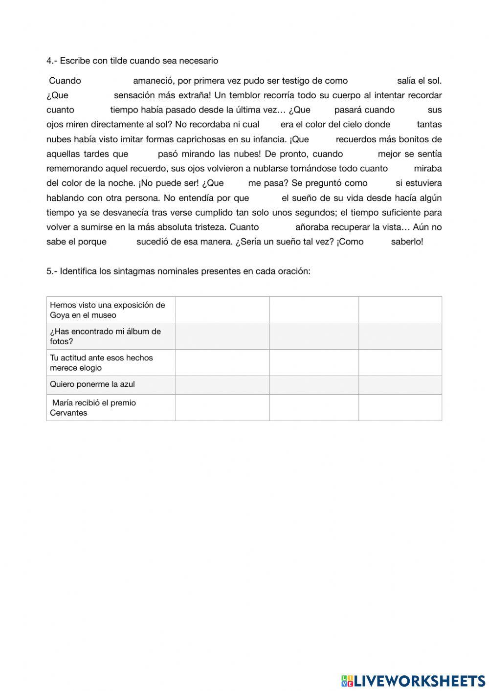 Lexemas y morfemas. Formación de palabras. SN