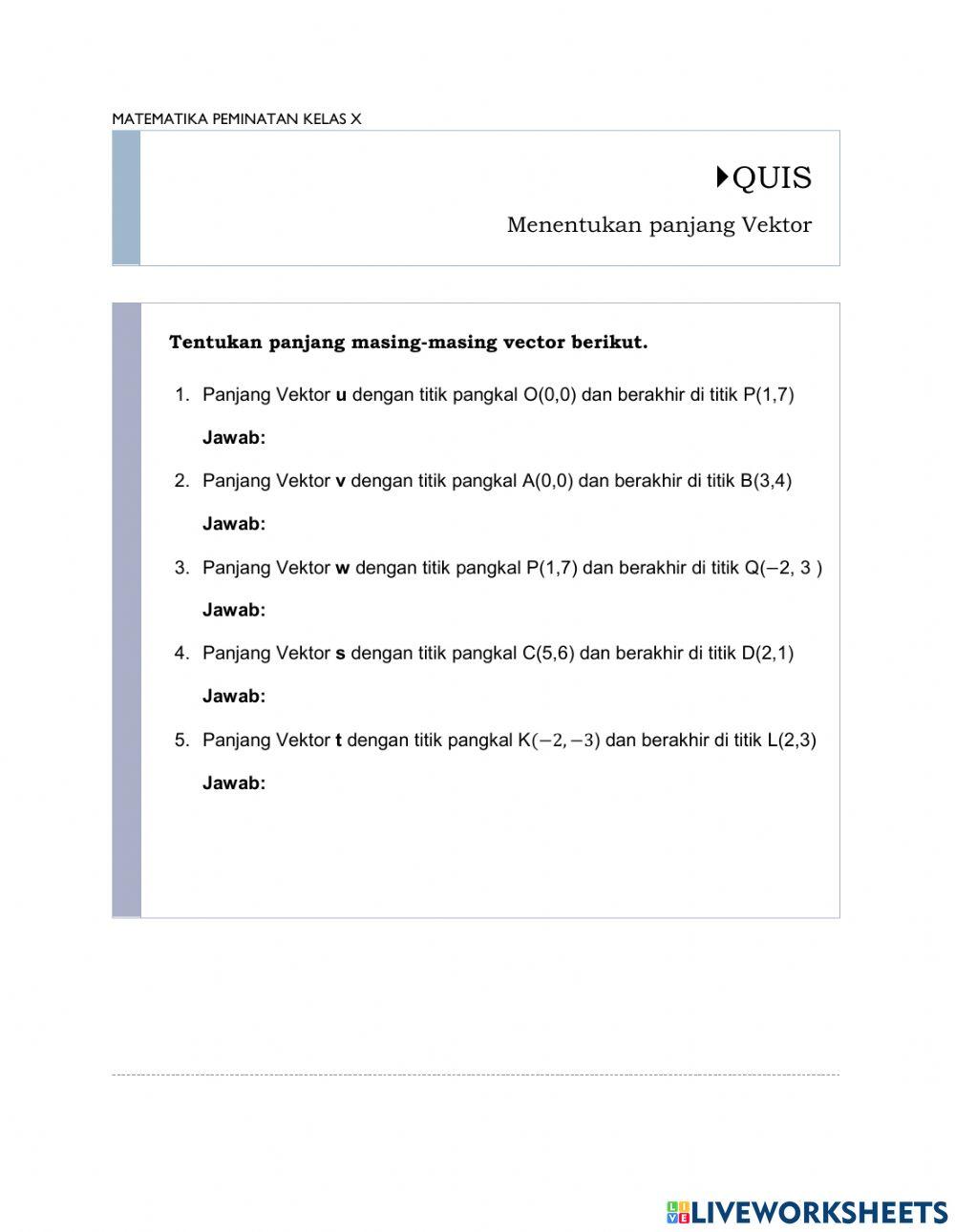 Quis menentukan panjang Vektor