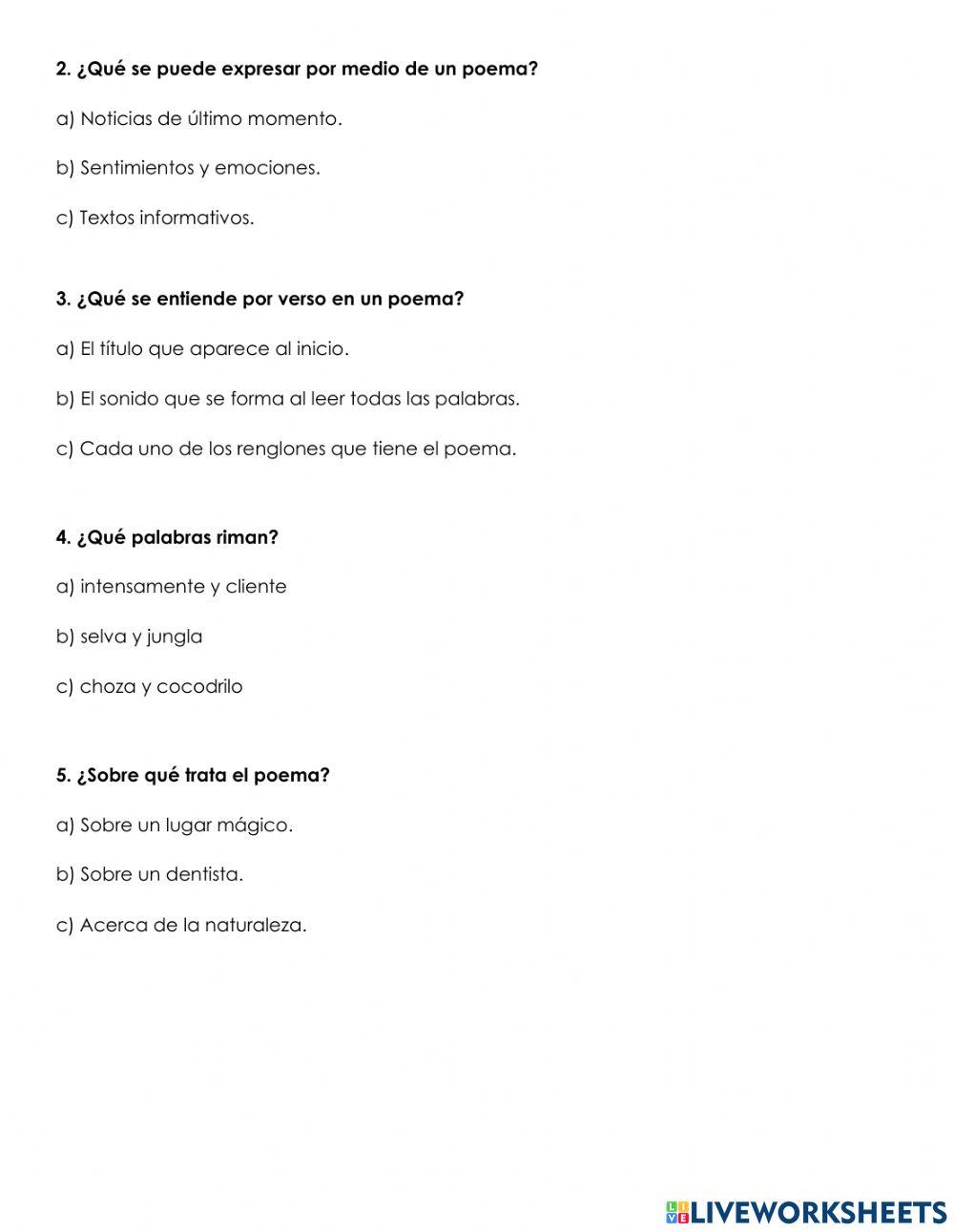Examen de español 2°