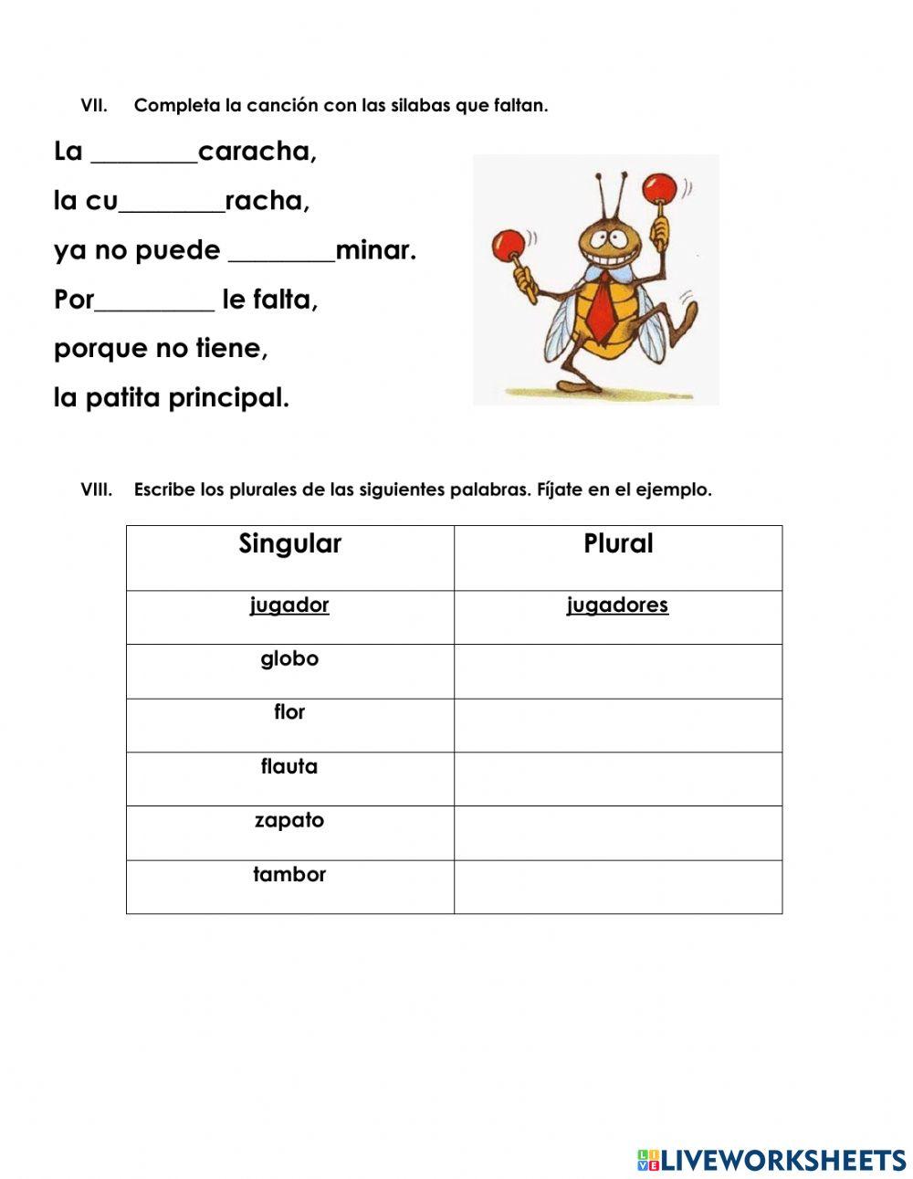 Examen de español 1°