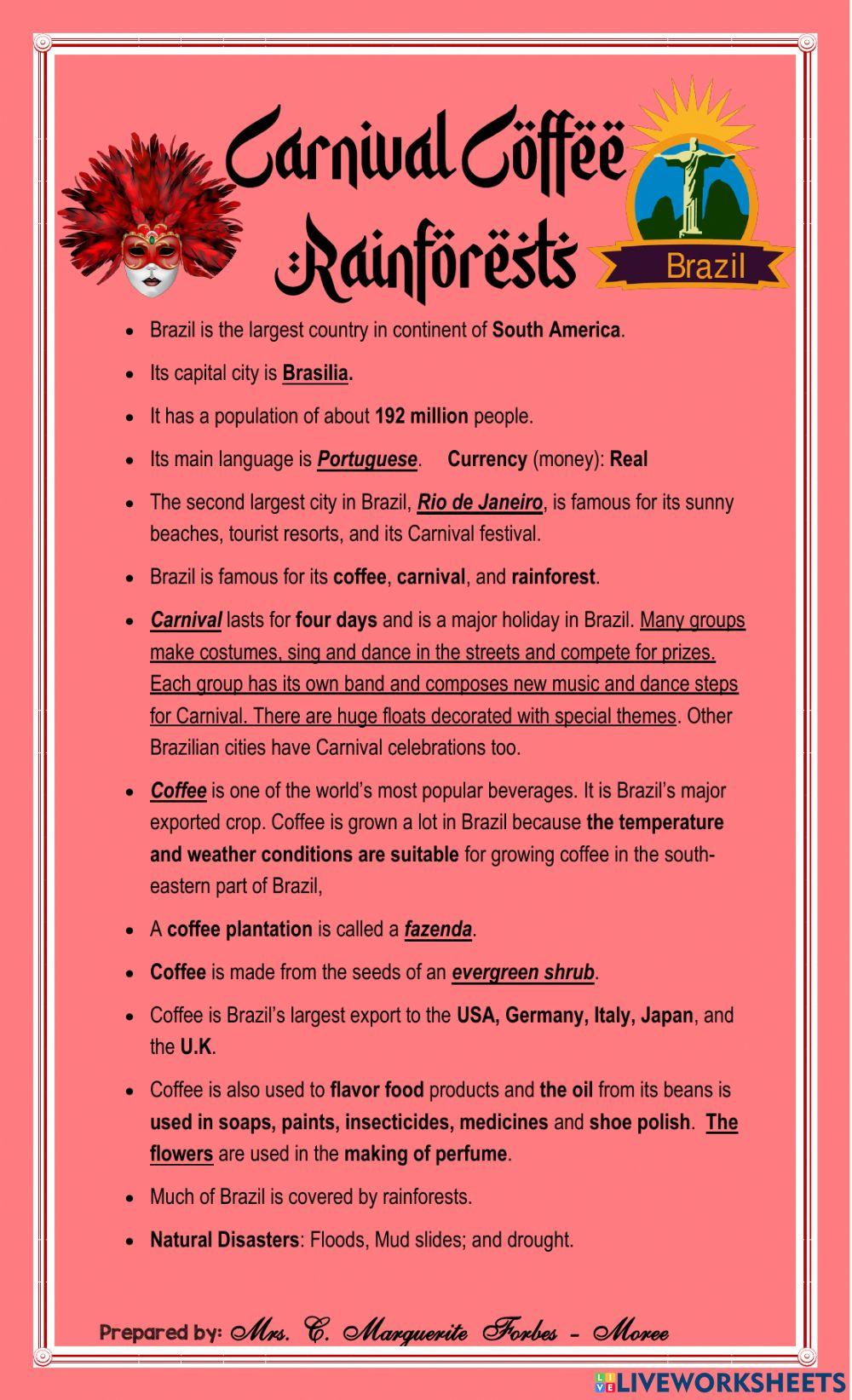 Brazil - Carnival,  Coffeeand Rainforest