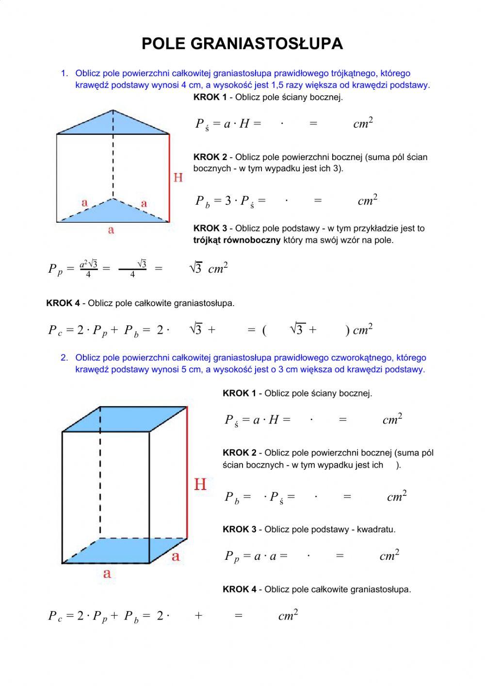 Pole graniastosłupa