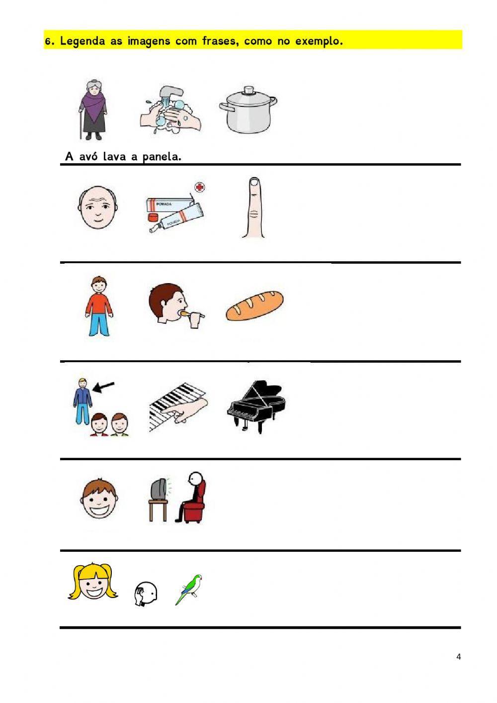 Ficha de trabalho Português 1º ano (sistematização)