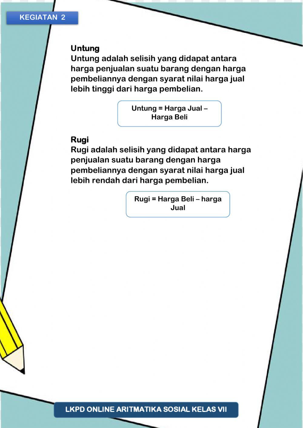 LKPD Aritmatika Sosial (Jual, Beli, Untung, Rugi)