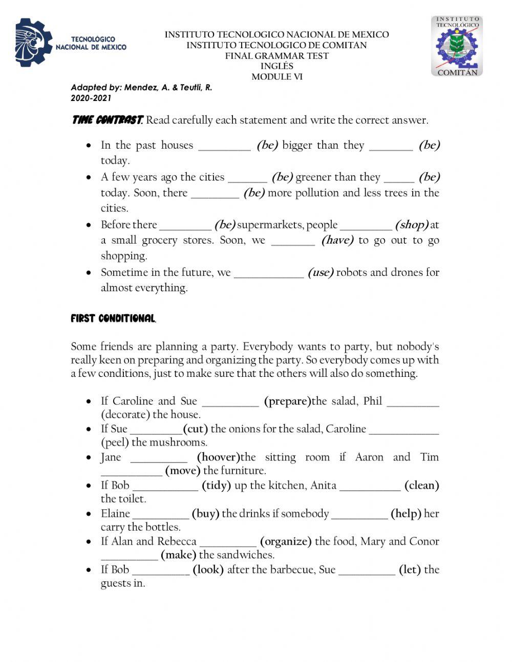 Final test modulo vi two