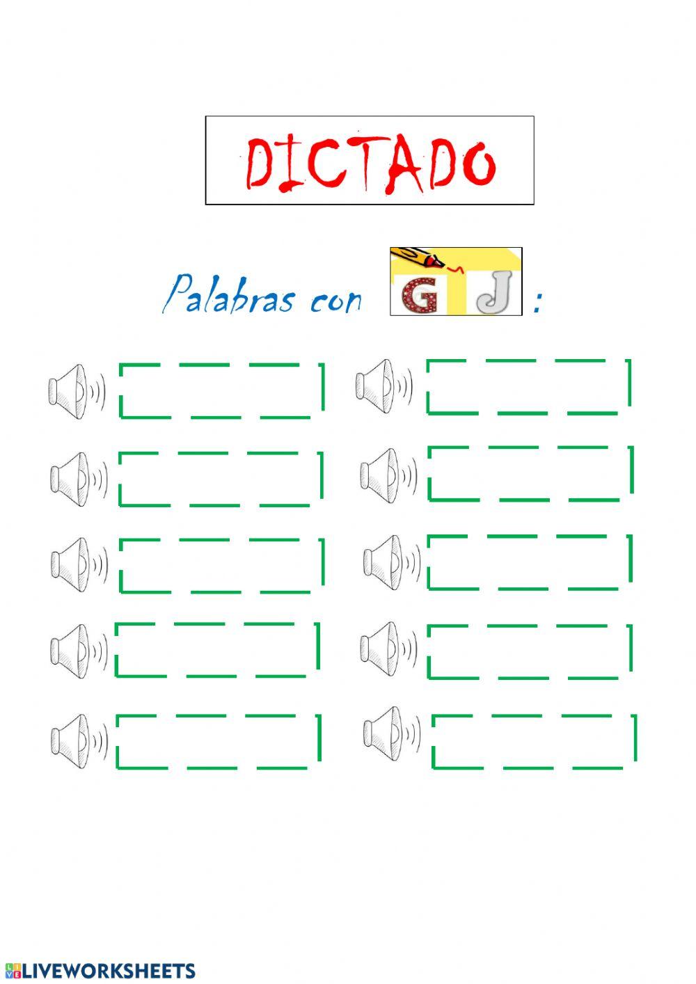 Palabras con g y j