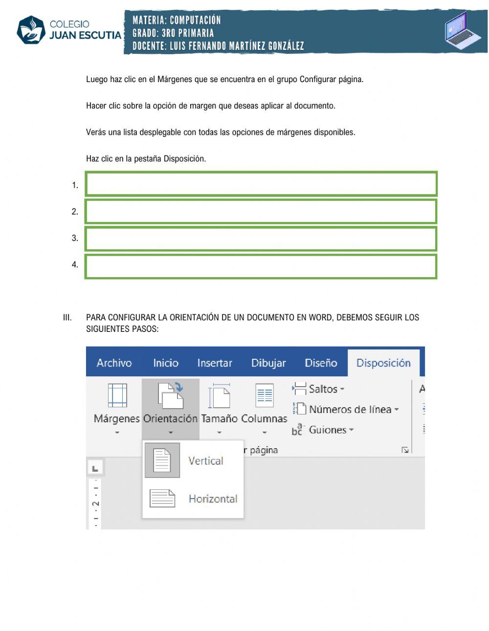 Configuración de documentos en Word