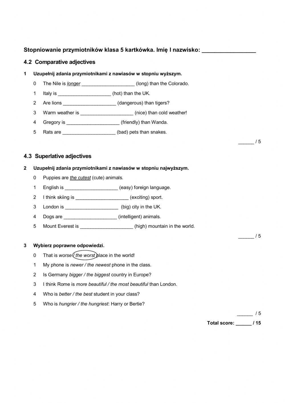 Stopniowanie przymiotników