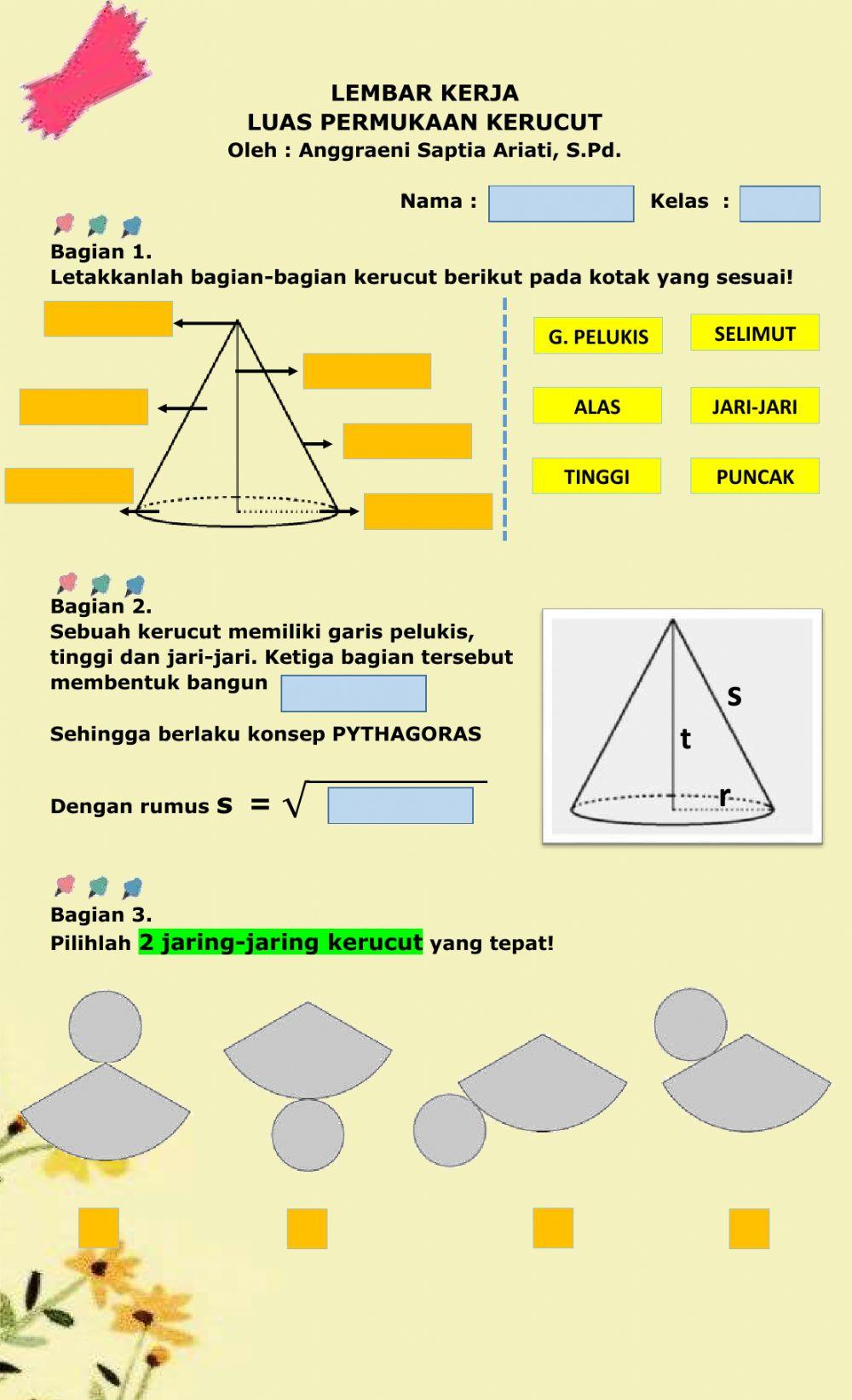 Luas permukaan kerucut. bangun ruang sisi lengkung