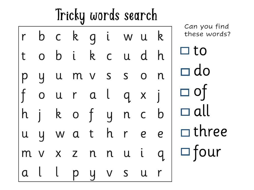 Tricky words search