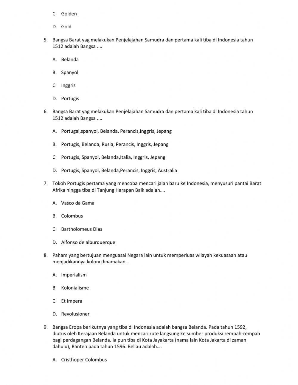 Kedatangan bangas Eropa