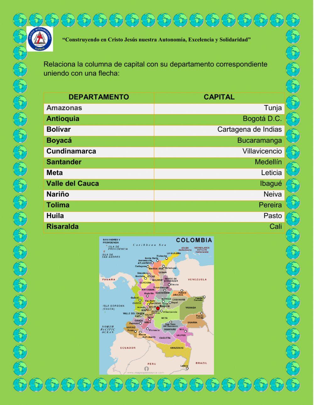 Capitales y departamentos de Colombia