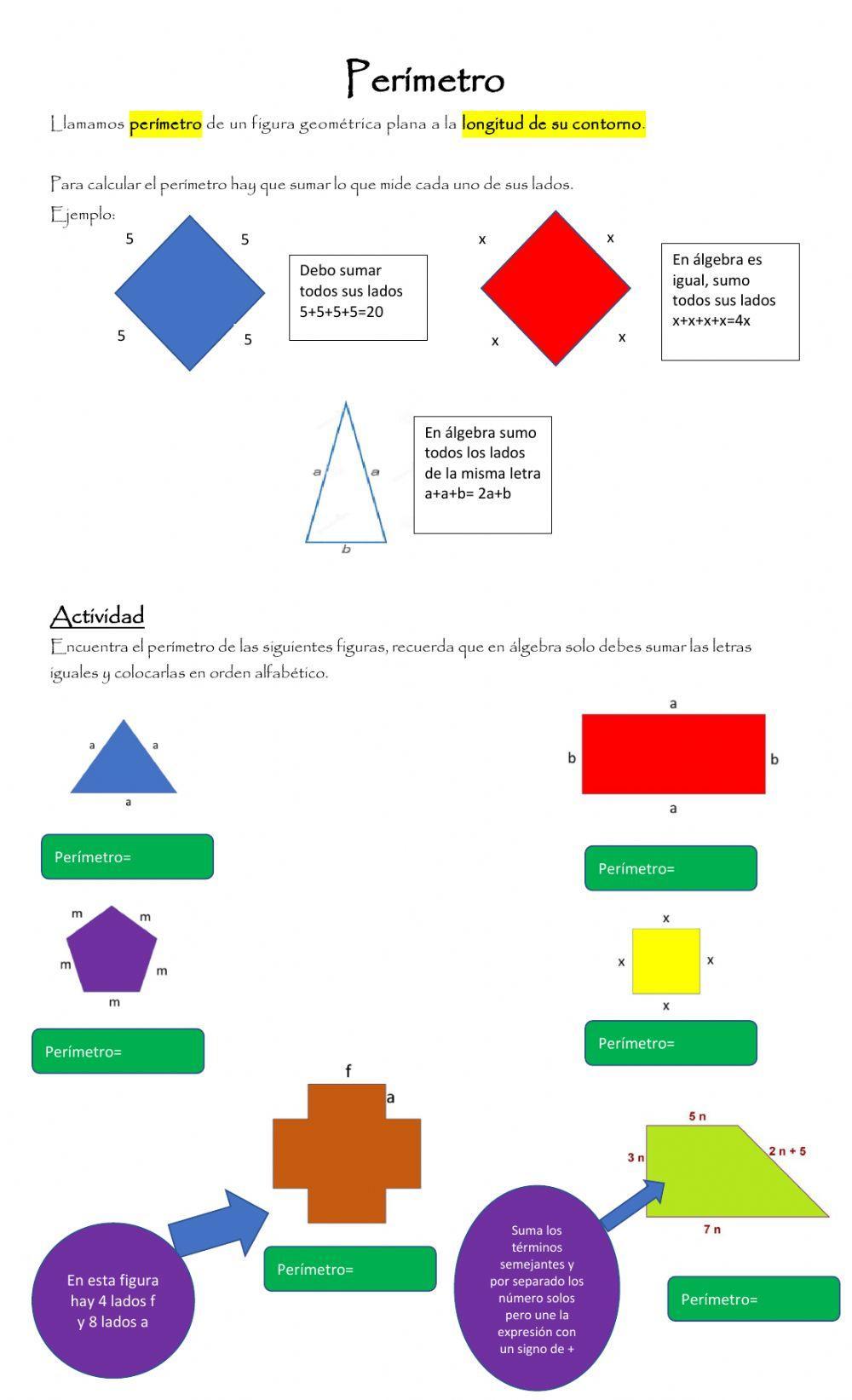 Perímetros en álgebra