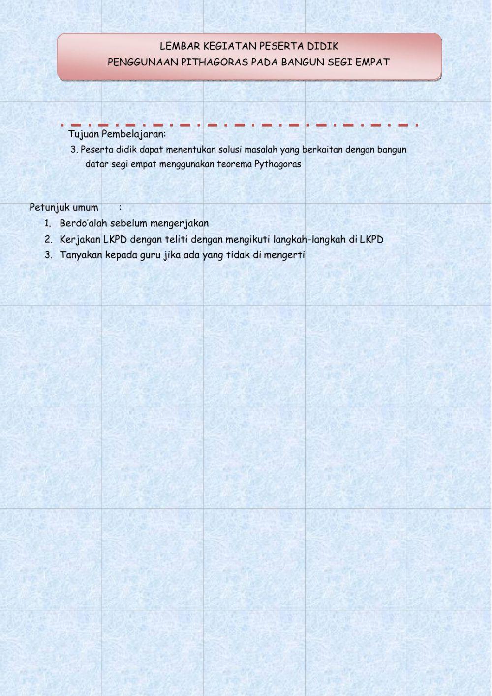 Penggunaan pythagoras pada bangun segi empat