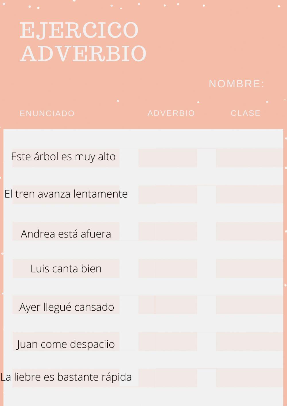 Ejercicio Verbo y Adverbio