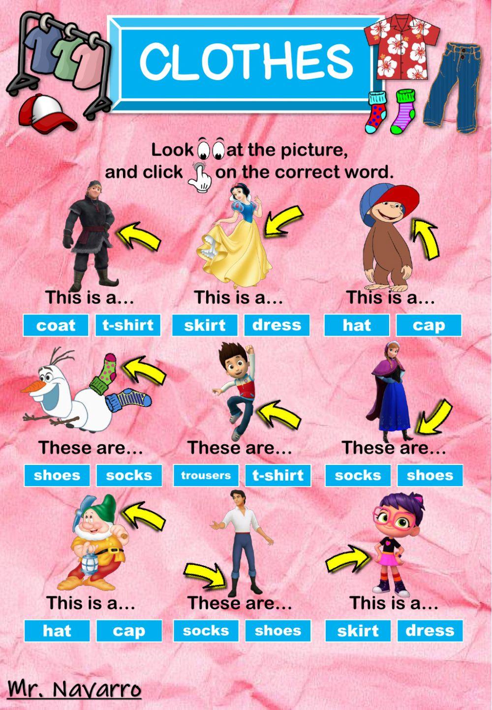 Clothes (Look at the picture and click on the correct word)