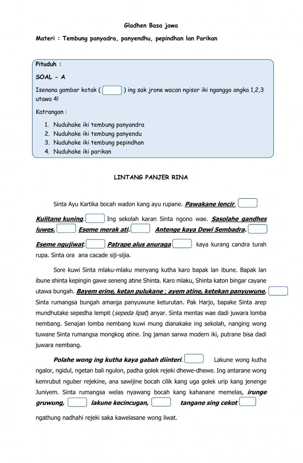 Gladhen Basa Jawa Tembung Panyandra