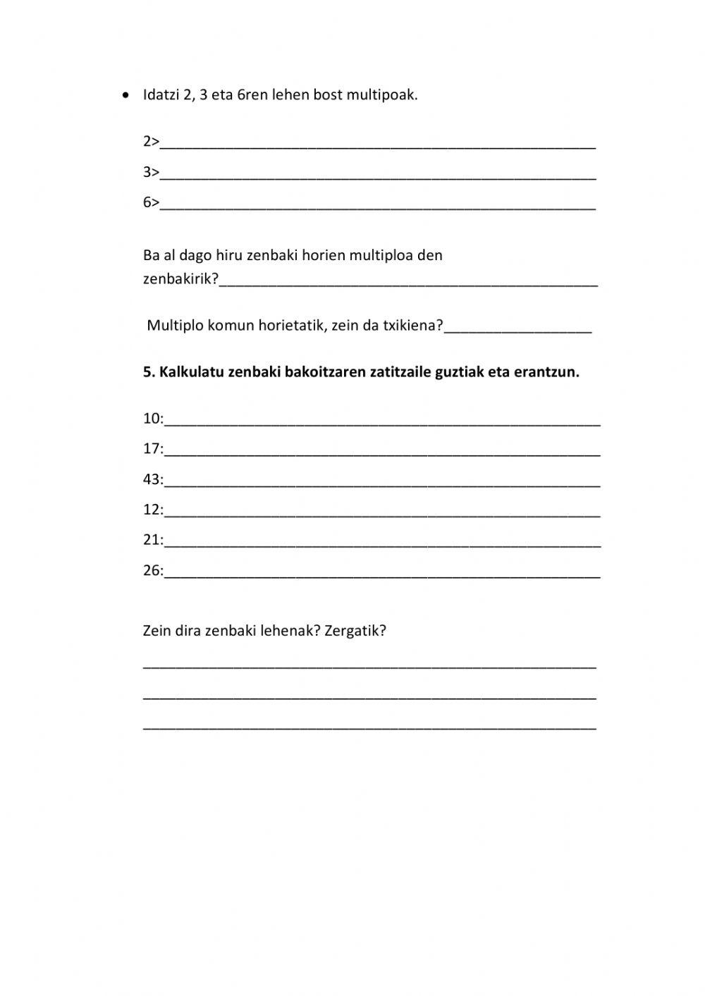 Multiploak eta zatitzaileak 2