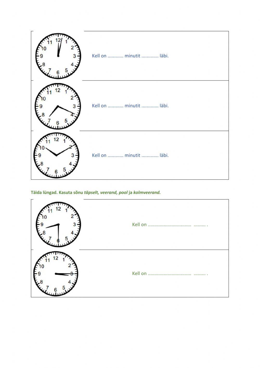 Kell 2.klassile. Väljendid läbi ja pärast