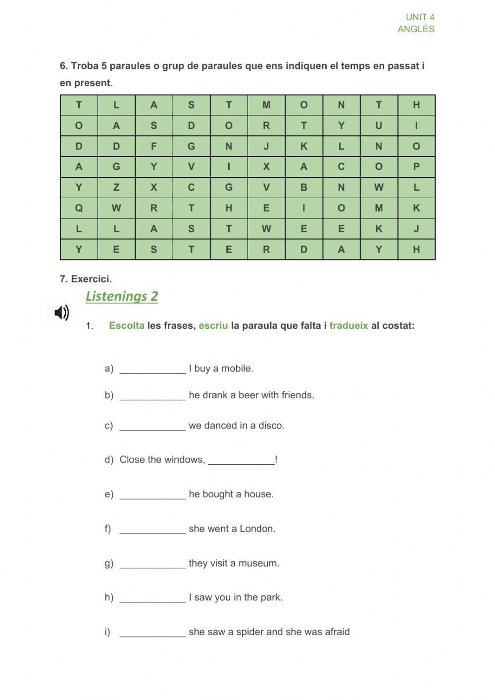 Present and past verbs