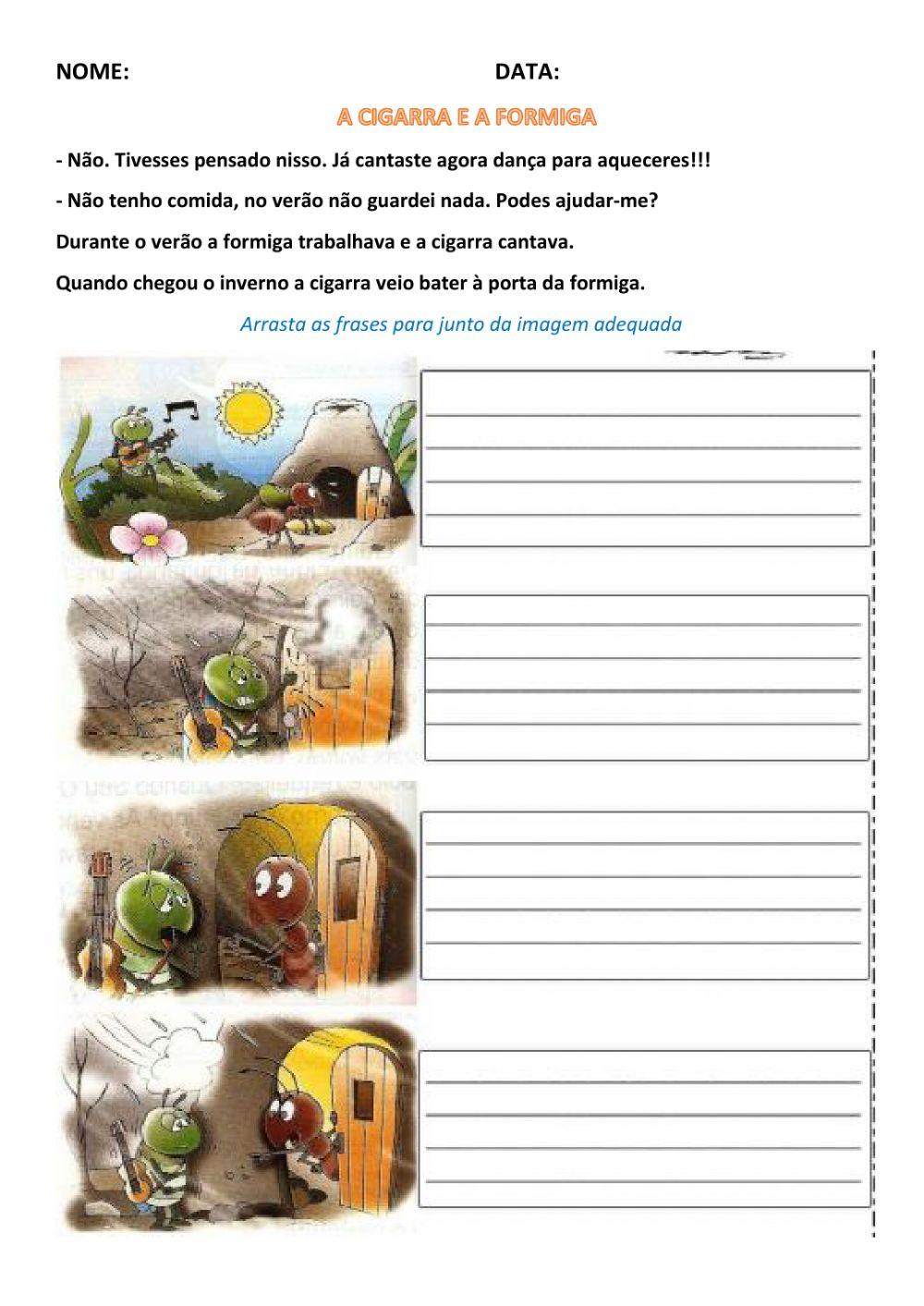 Fábula A CIGARRA E  A FORMIGA