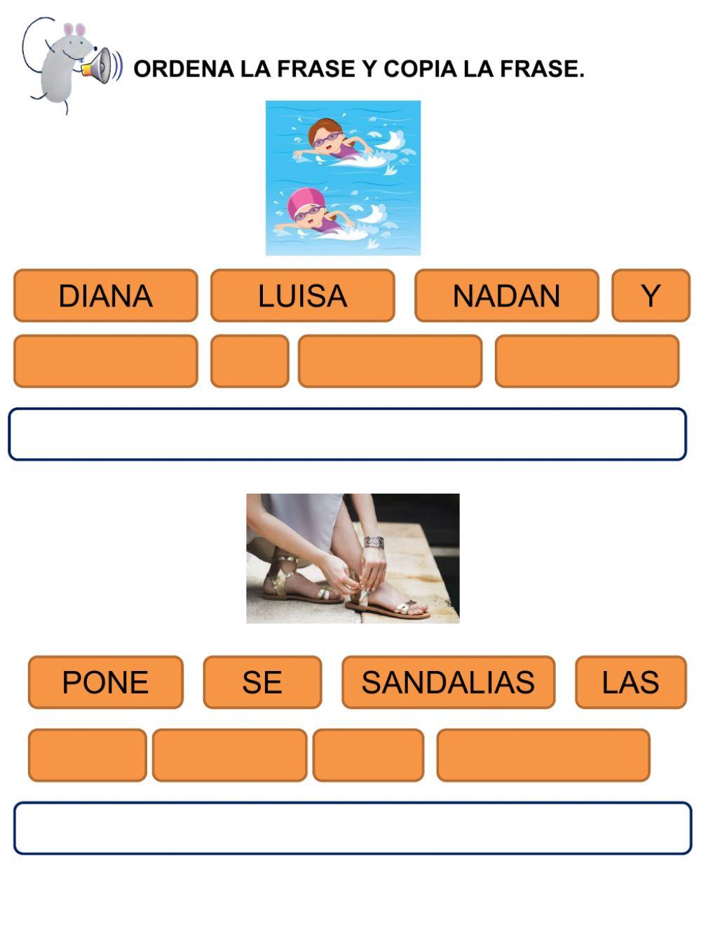 Artículos frases elegir ordenar D