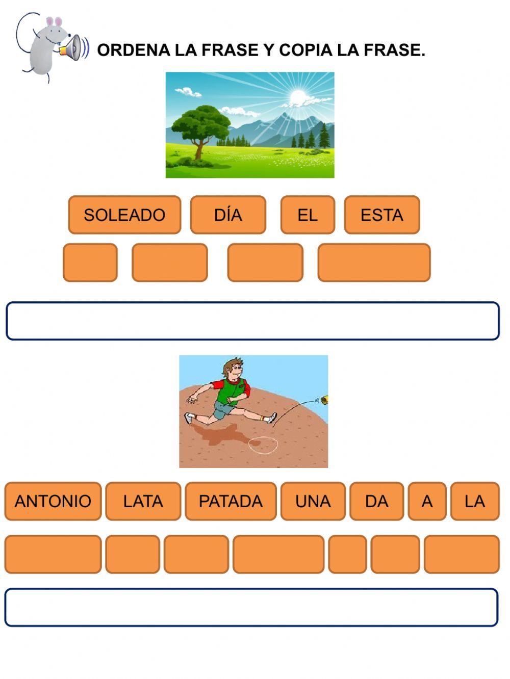 Artículos frases elegir ordenar D