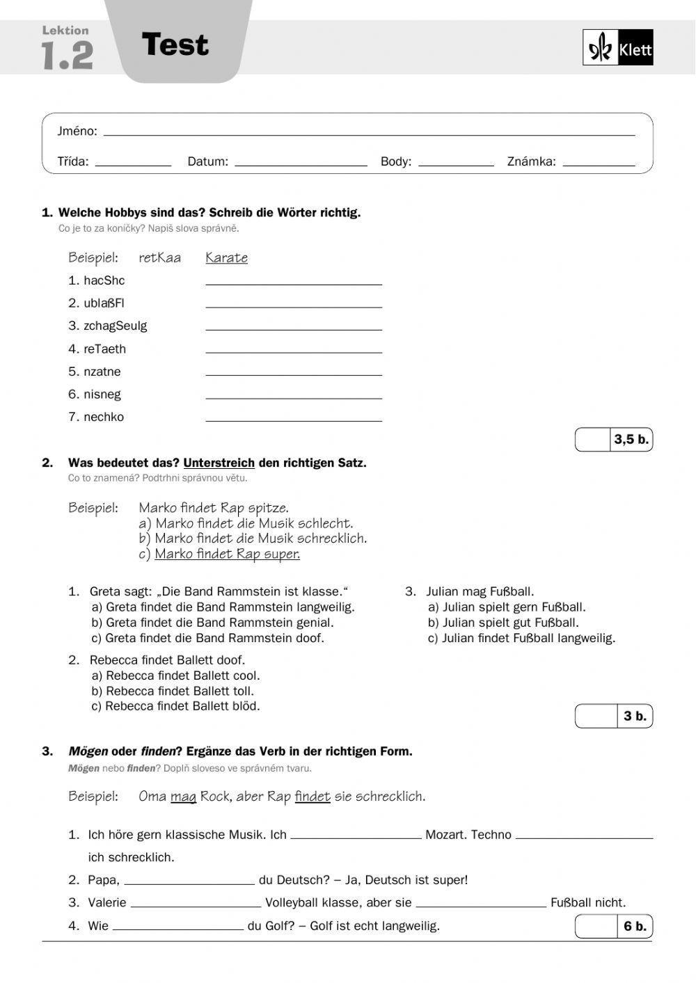 Lektion 1.2. Test Klett Maximal Interaktiv 4682682