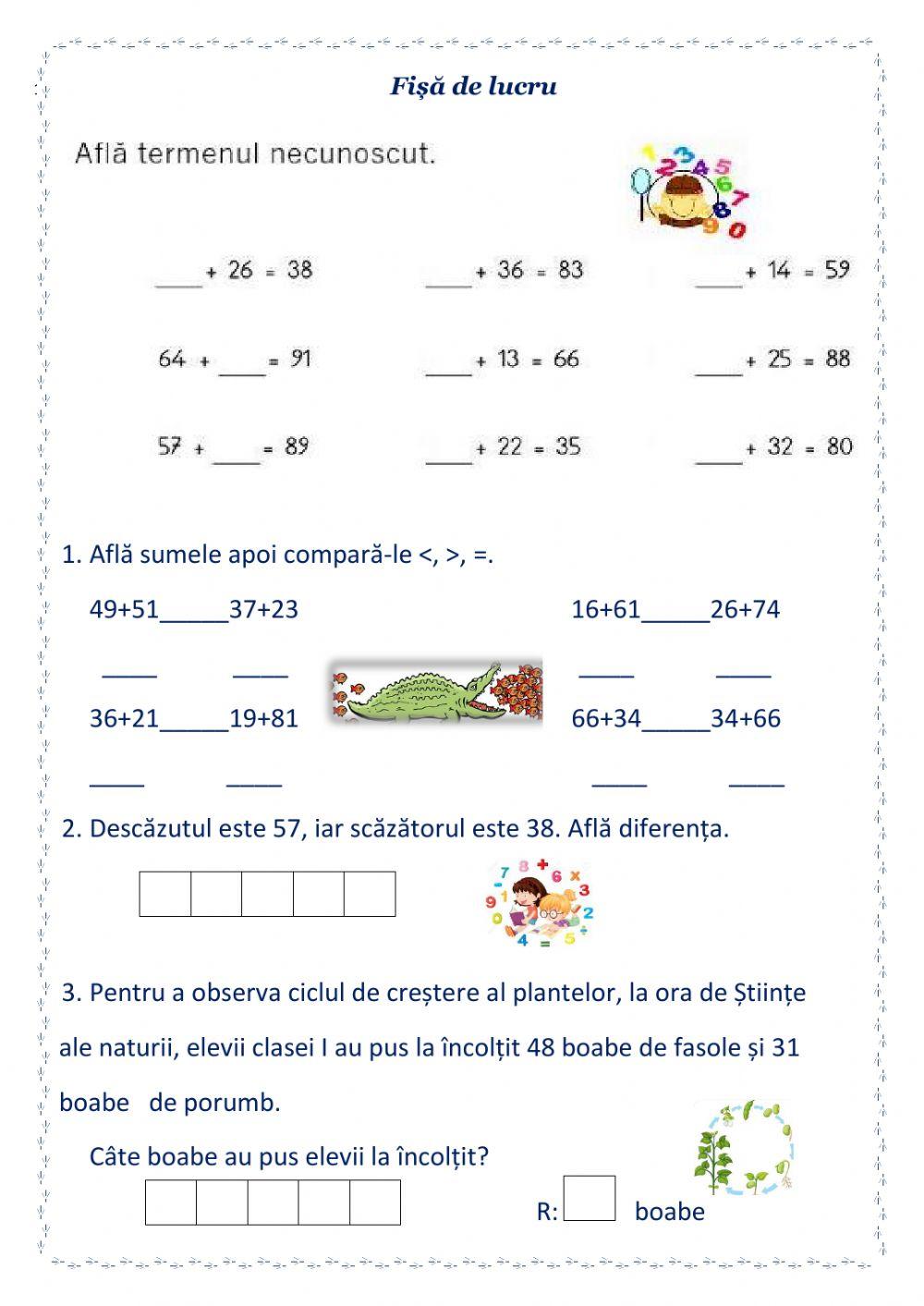 Matematică - Numerele naturale 0-100