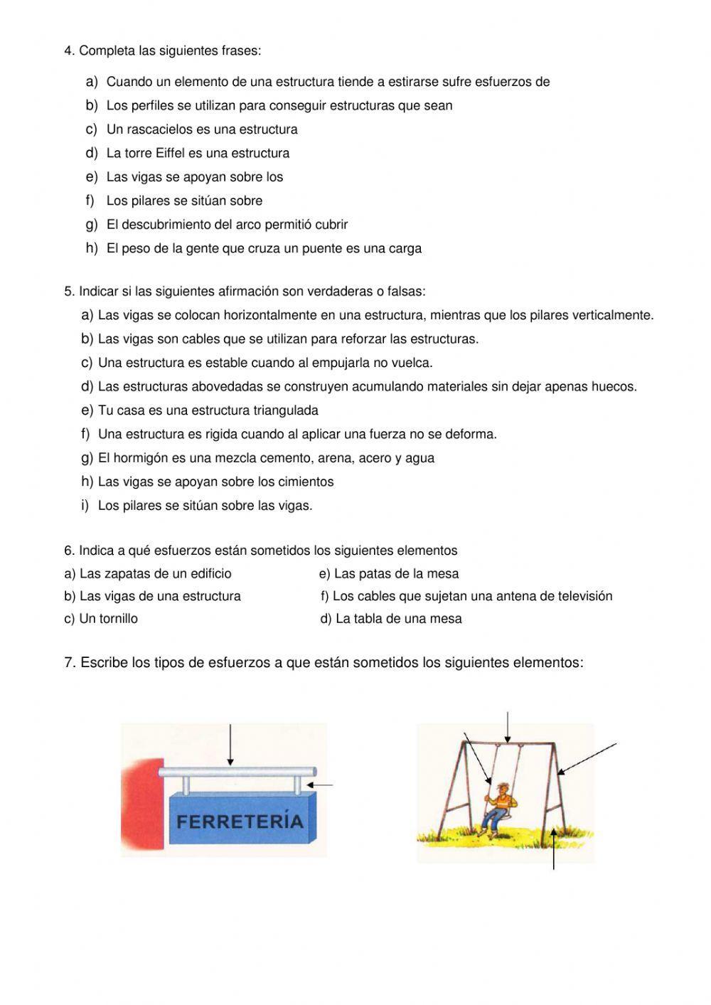 TEST ESFUERZOS ESTRUCTURAS 1º ESO