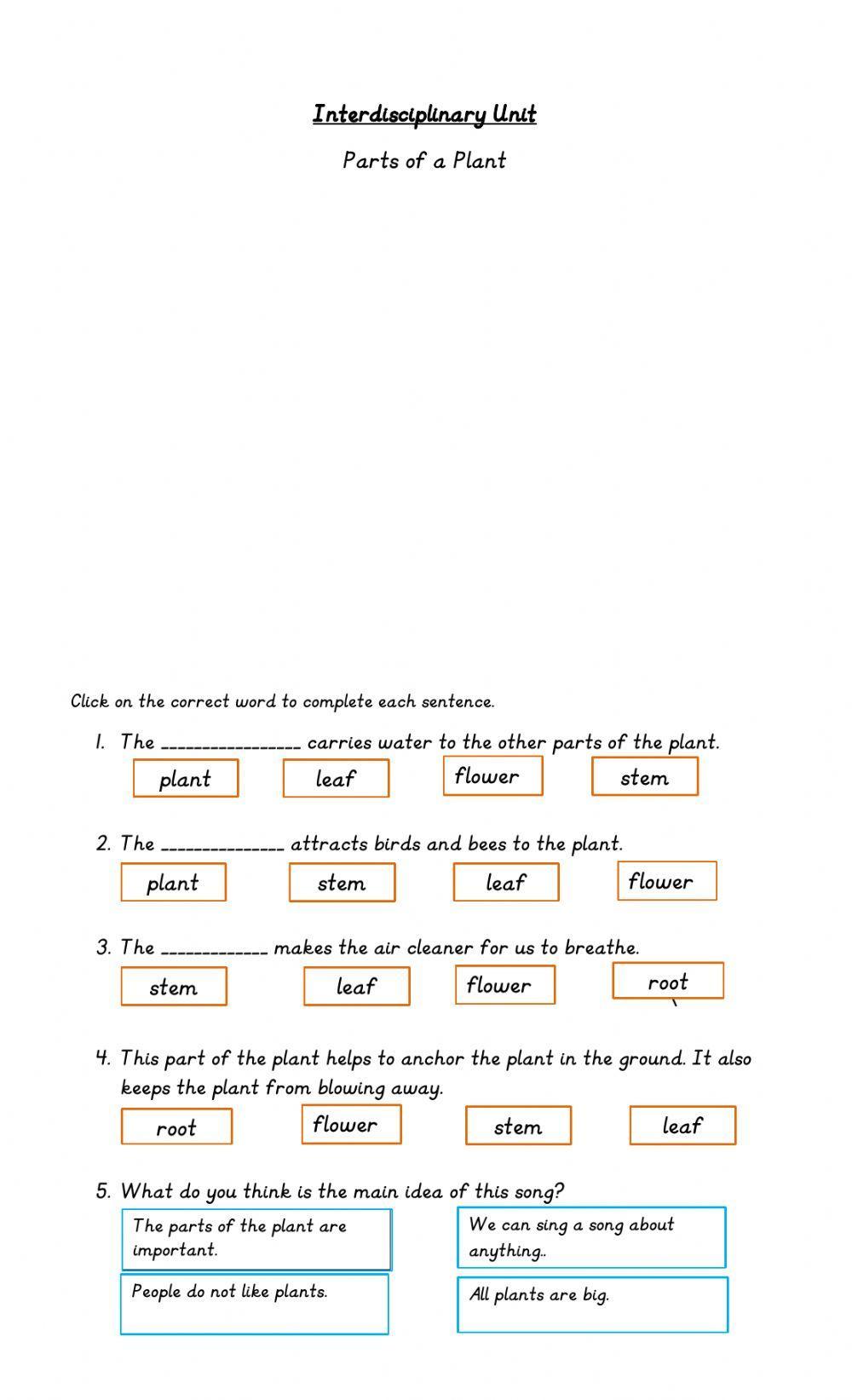 Parts of the Plants Job