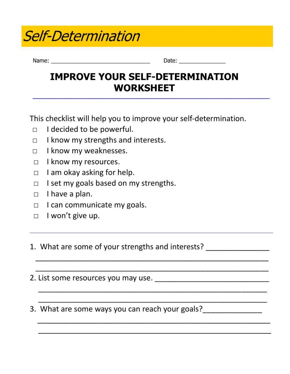 Differentiation Of Self Worksheet
