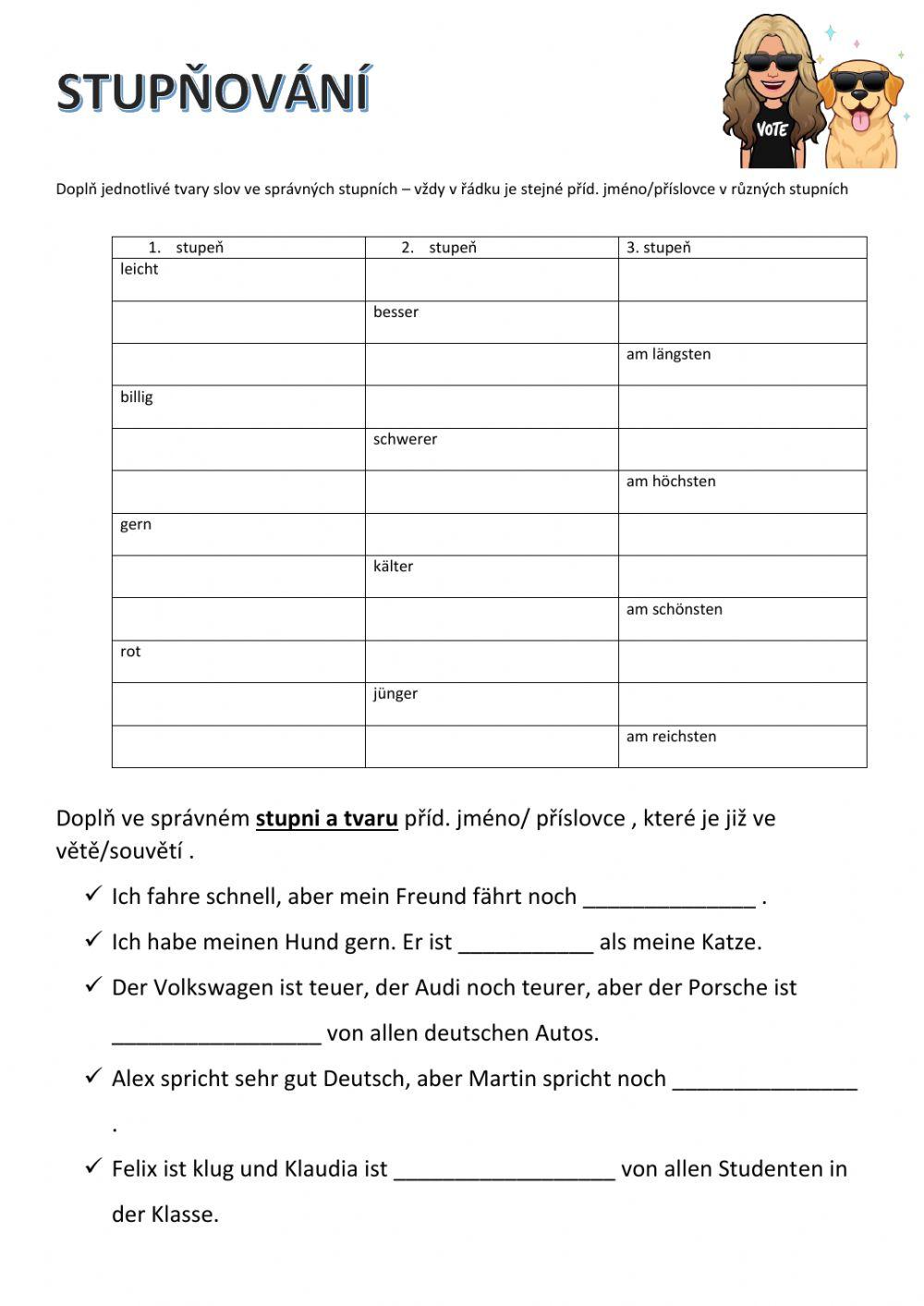 Stupňování Steigerung