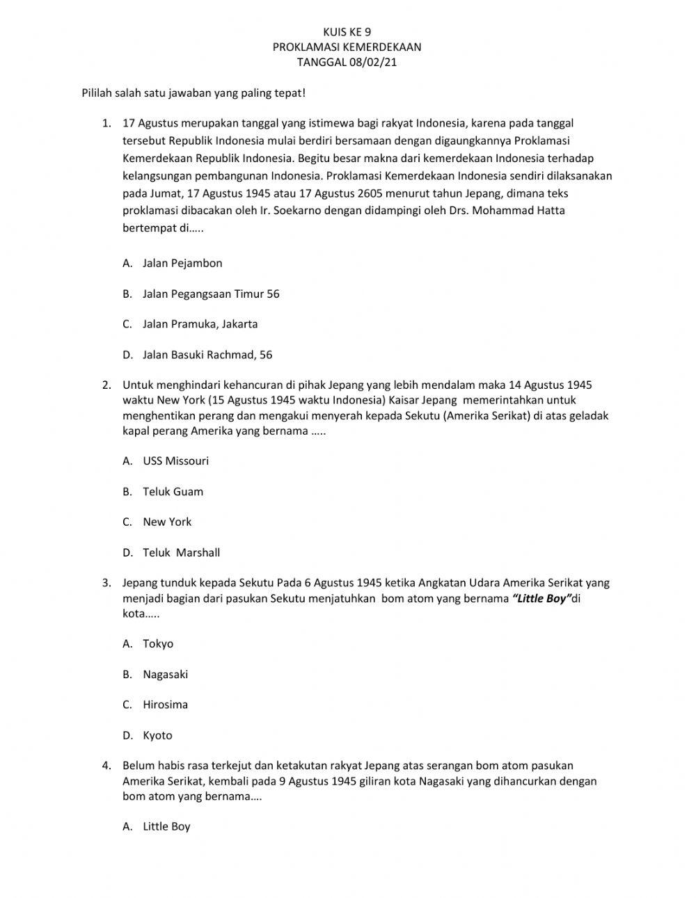 Proklamasi Kemerdekaan