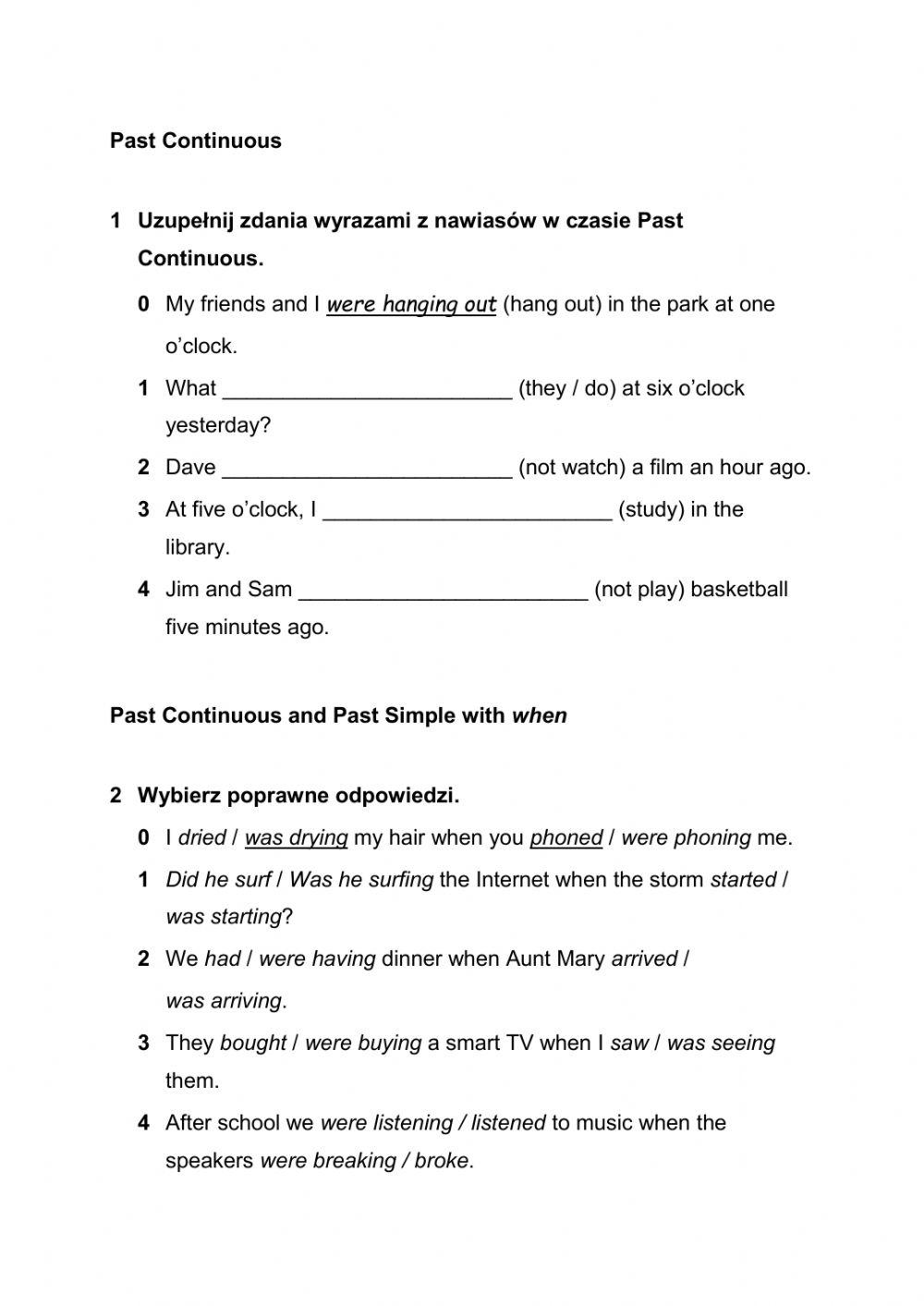 Past Continuous and Past Simple