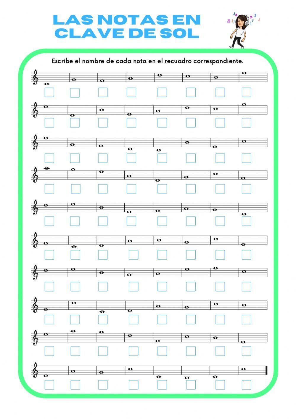 Las notas en clave de Sol Las notas en clave de Sol