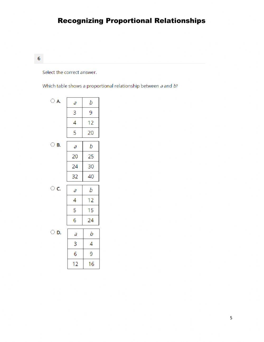 Recognize Proportional Relationships