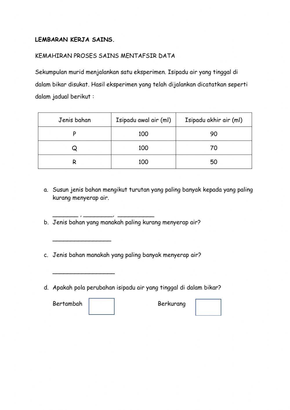 Lembaran Kerja Mentafsir data