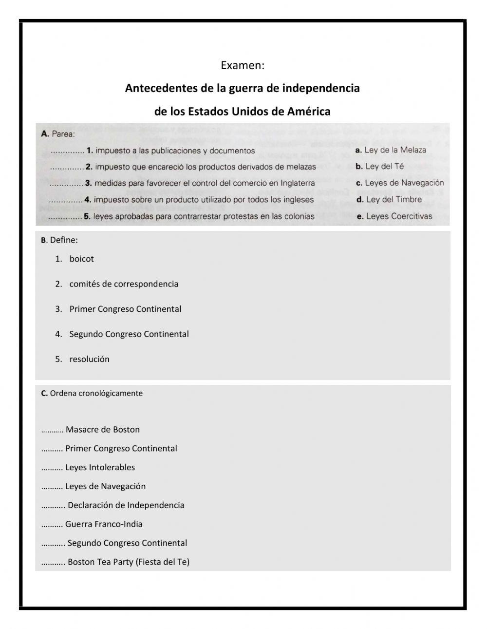 Antecedentes de la guerra de independencia de EUA
