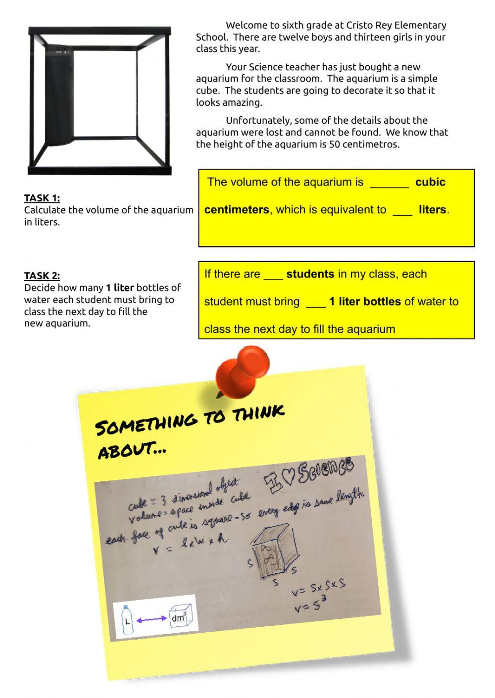 Classroom aquarium challenge