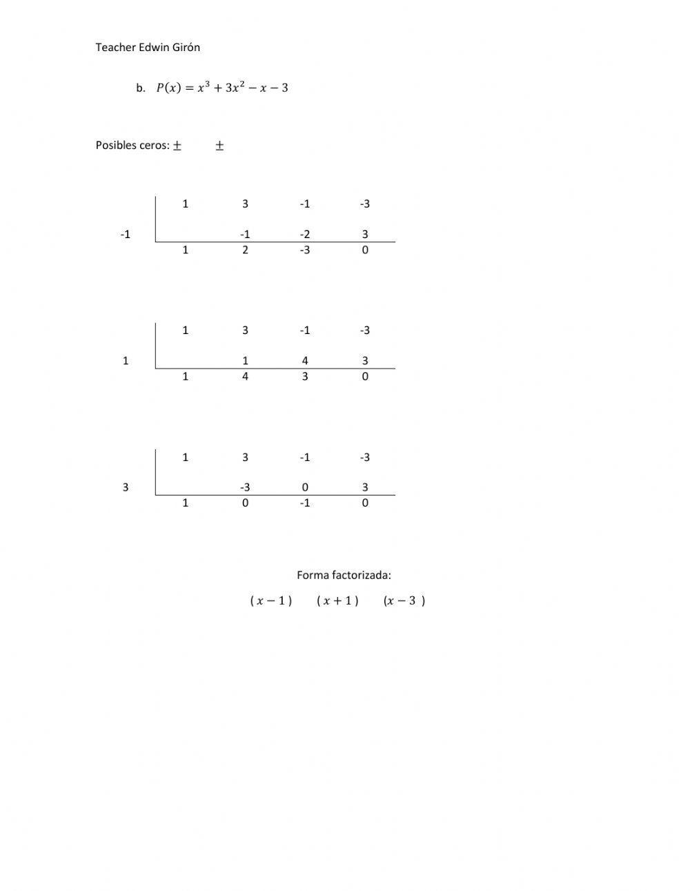 Comprobación de ceros de funciones polinomiales