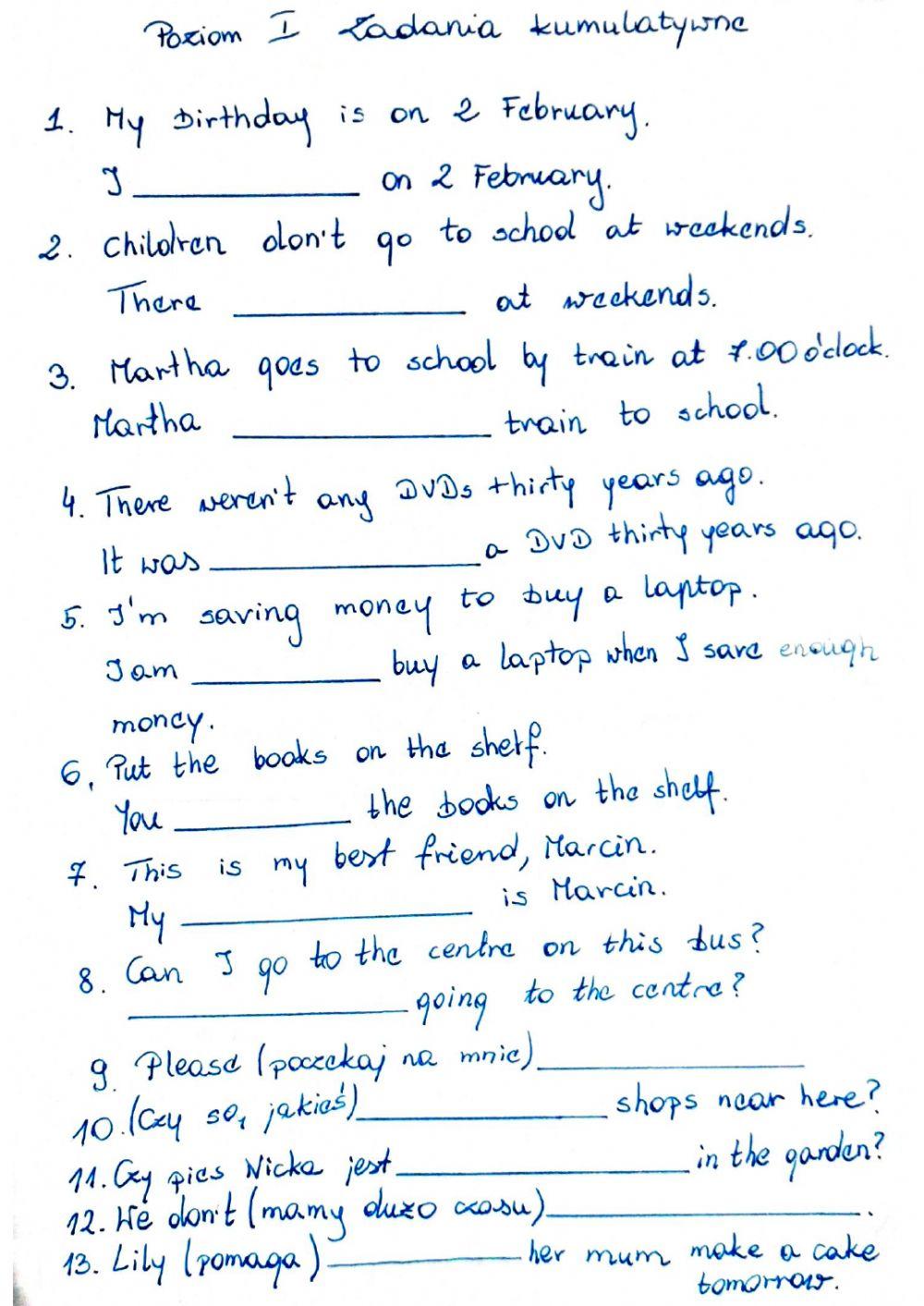 Zadania kumulatywne Poziom 1