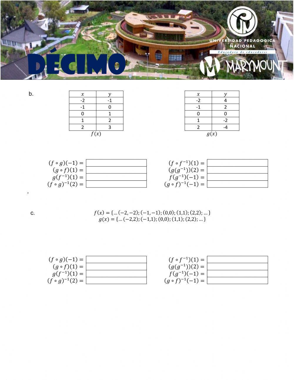 Función inversa y compuesta