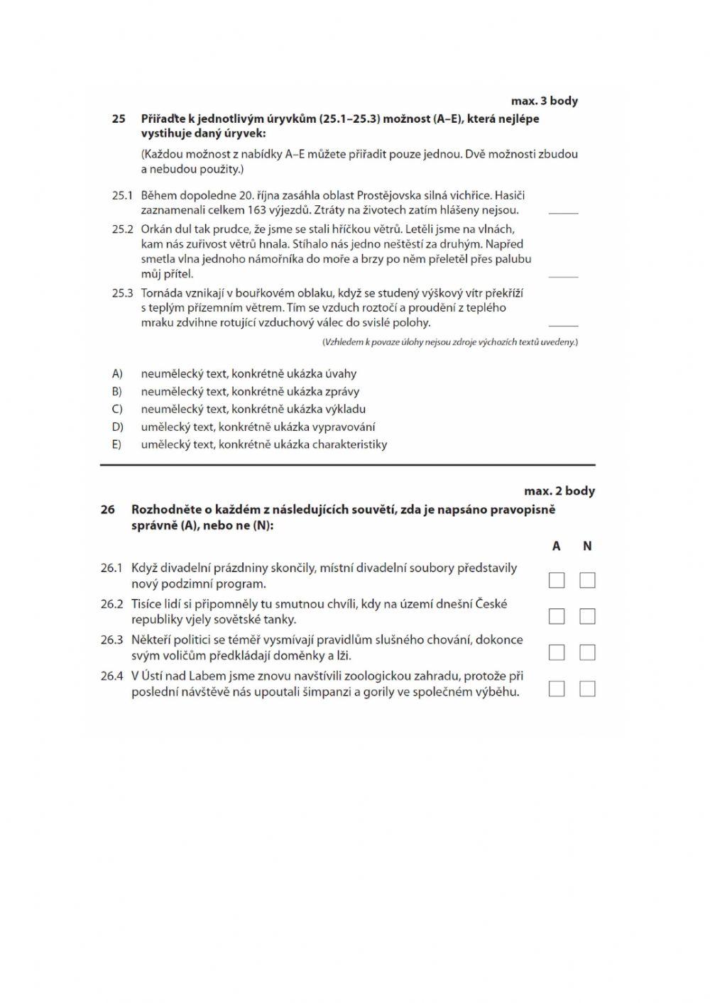 Přijímací zkoušky z ČJ pro 9.ročník