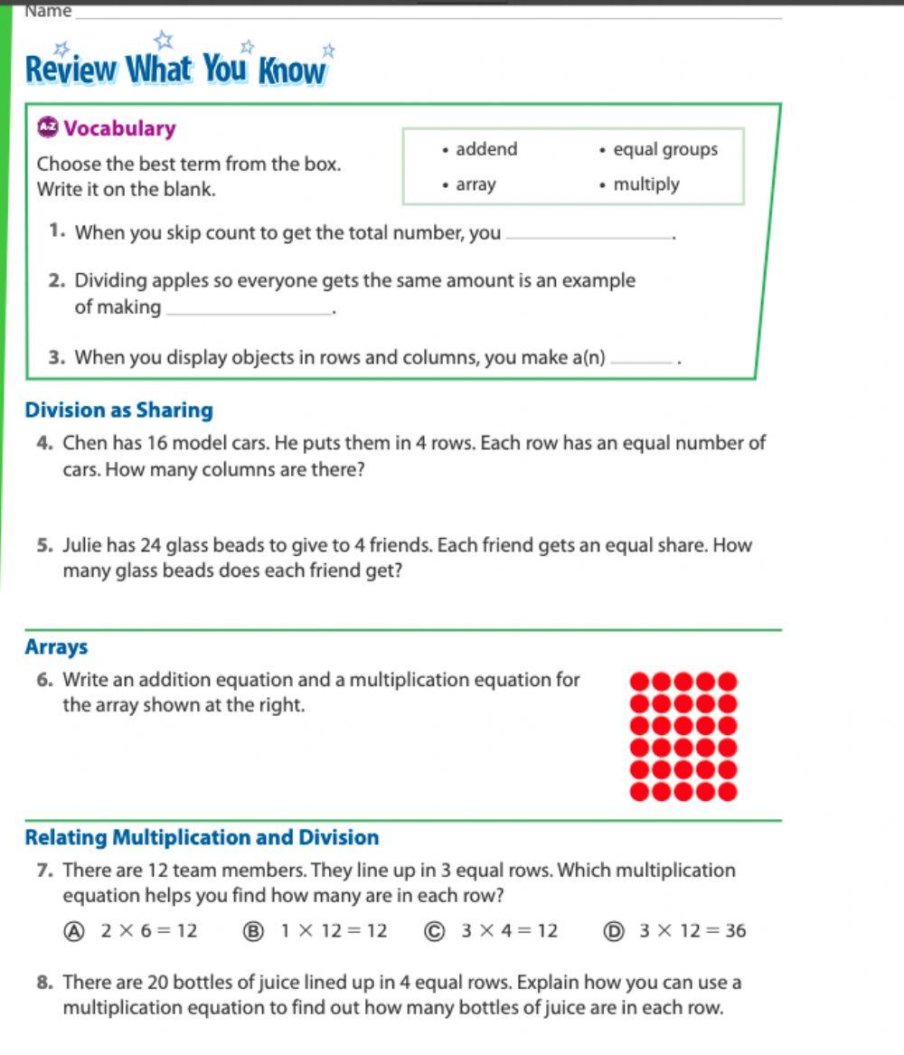 Topic 6 prior knowledge