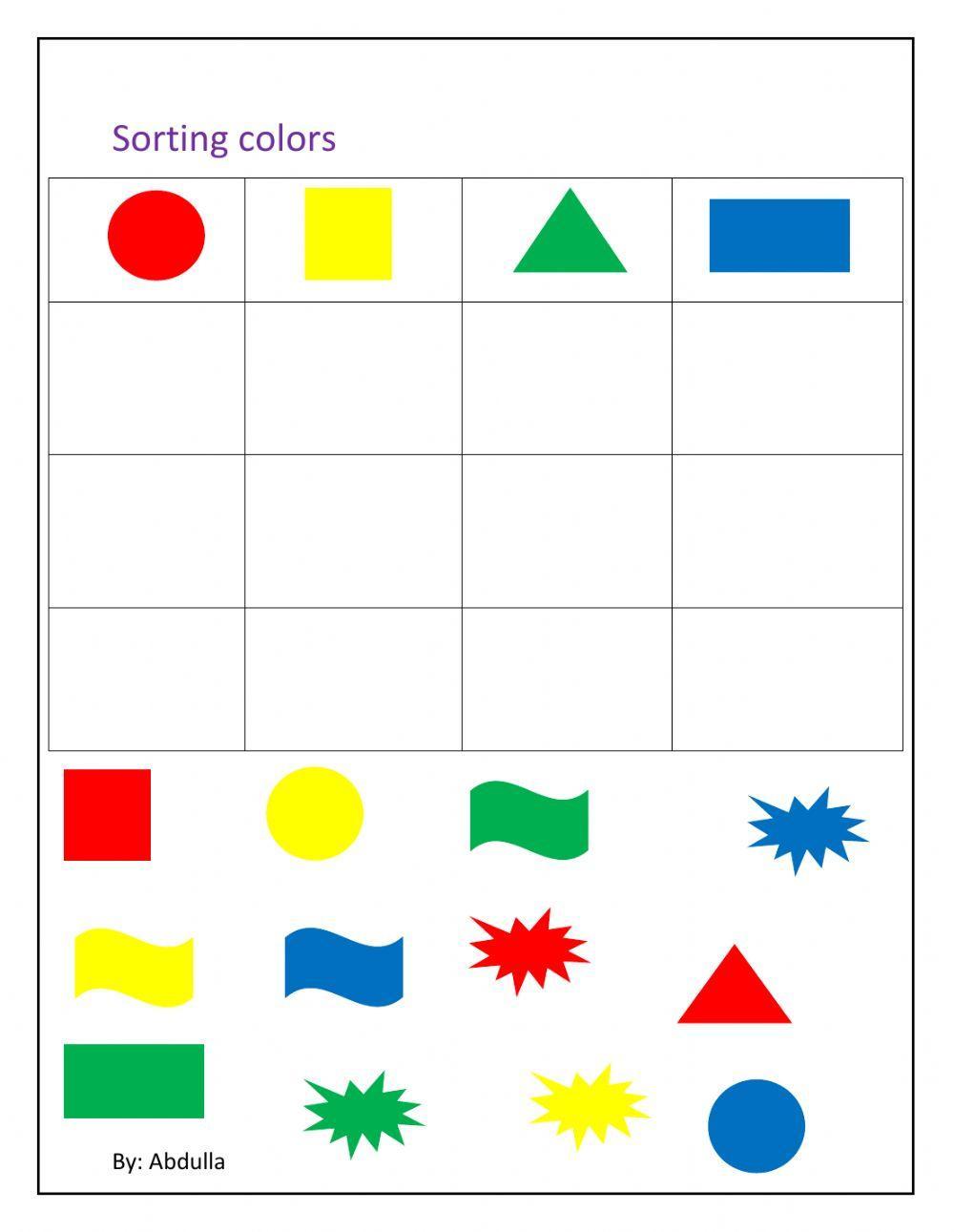 687302 | Sorting colors | Karimulla | LiveWorksheets